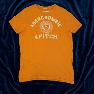 Vintage Abercrombie & Fitch Orange T-Shirt   Embroidered Lettering Muscle Fit